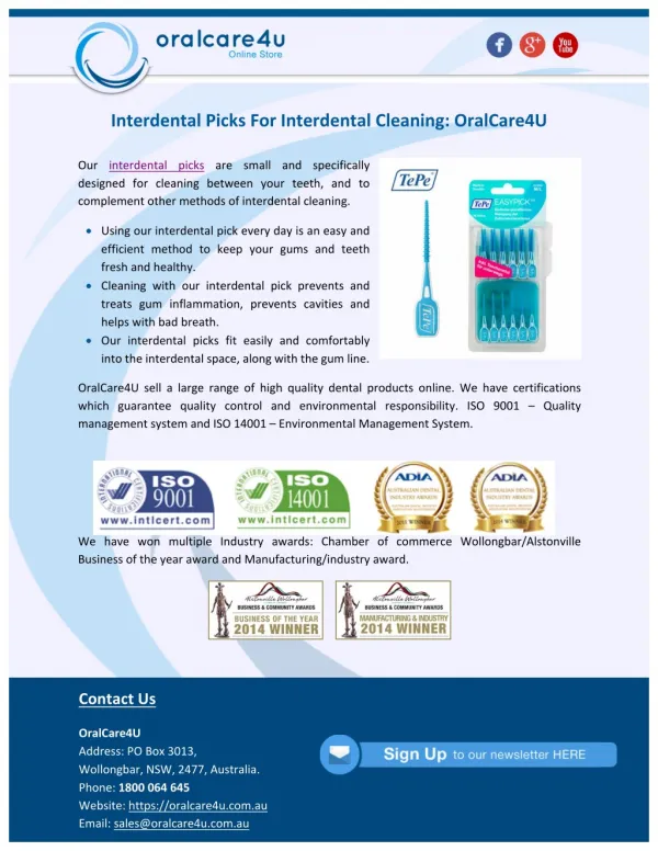 Interdental Picks For Interdental Cleaning : OralCare4U