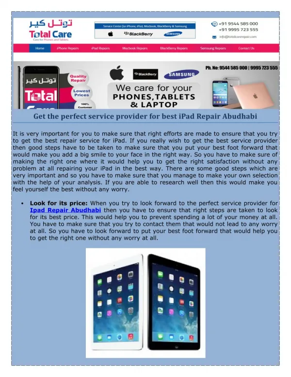 Best and affordable iPad Repair Abu Dhabi.
