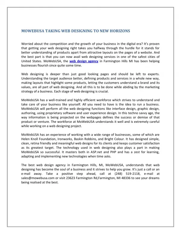 MOWEBUSA TAKING WEB DESIGNING TO NEW HORIZONS