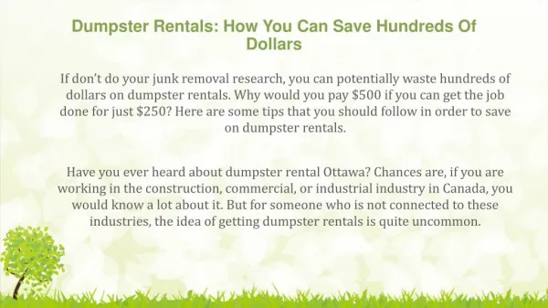 Dumpster Rentals: How You Can Save Hundreds Of Dollars