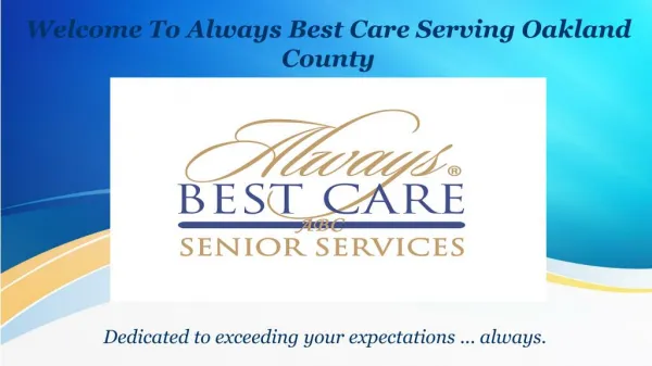 In-Home Care Services -Always best care