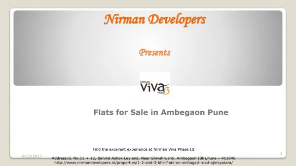 Flats for sale in Ambegaon Pune - Nirman Viva Phase III