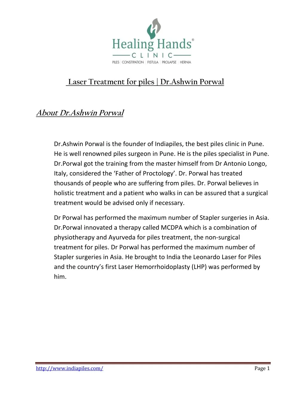 laser treatment for piles dr ashwin porwal