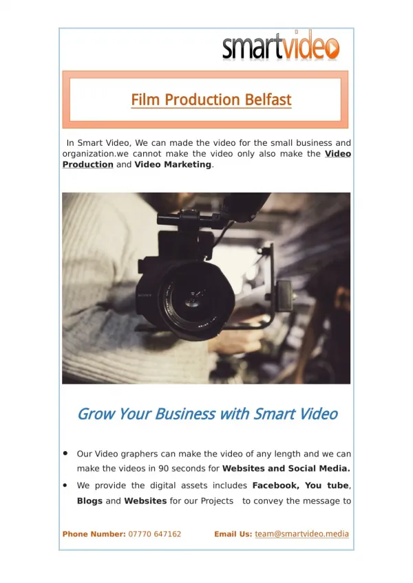 Film Production Belfast