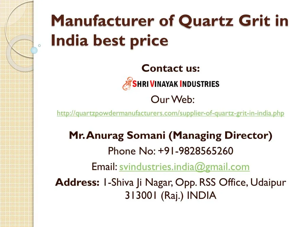 manufacturer of quartz grit in india best price