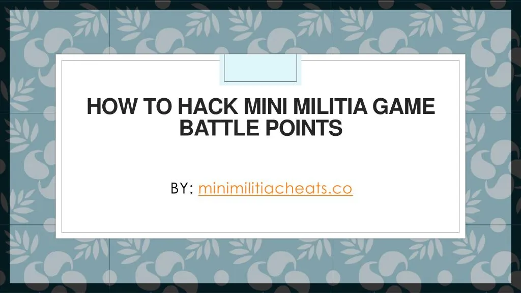 how to hack mini militia game battle points