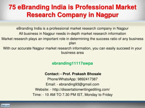 75 eBranding India is Professional Market Research Company in Nagpur