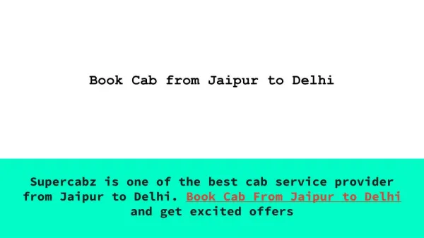 Outstation Cab Service jaipur to delhi