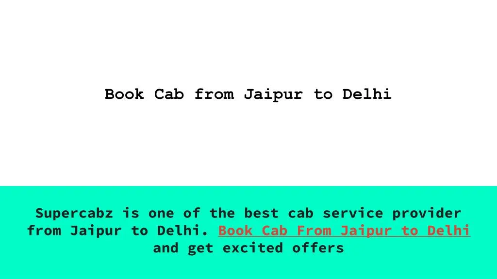 book cab from jaipur to delhi