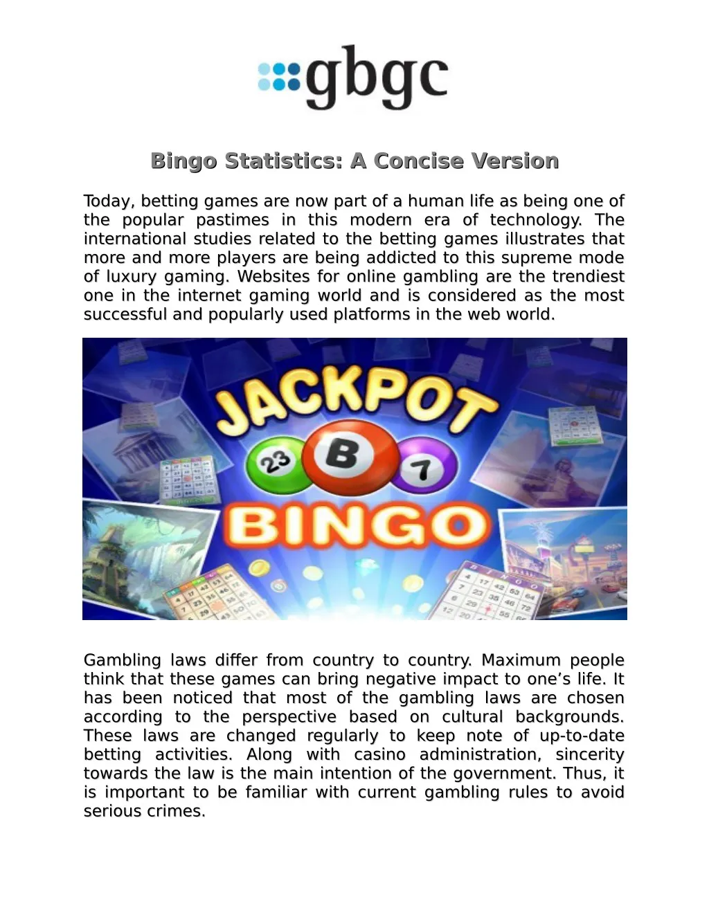 bingo statistics a concise version bingo