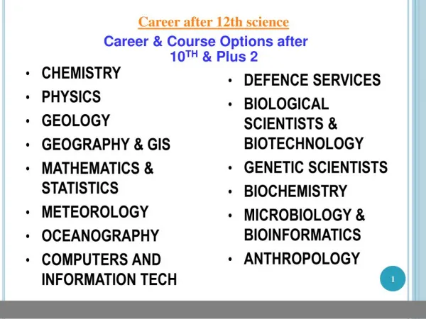 Career after 12th Science