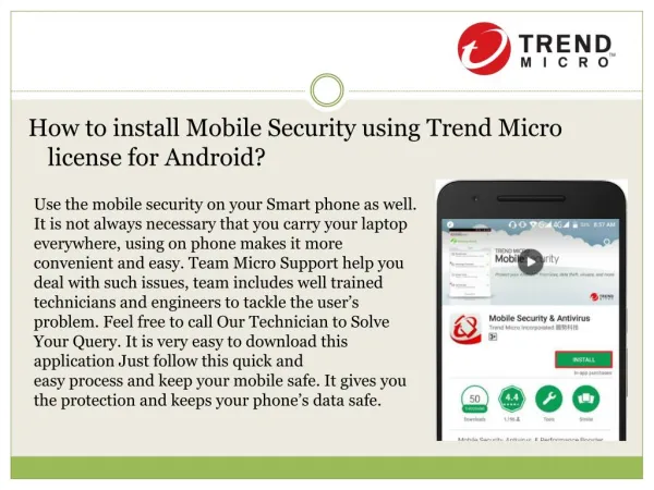 How to install mobile security using trend micro license for android