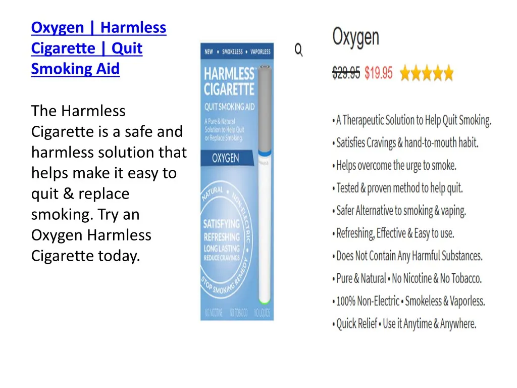 oxygen harmless cigarette quit smoking aid