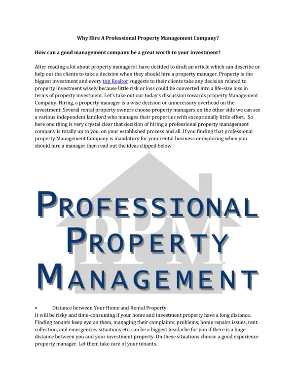 Why Hire A Professional Property Management Company?