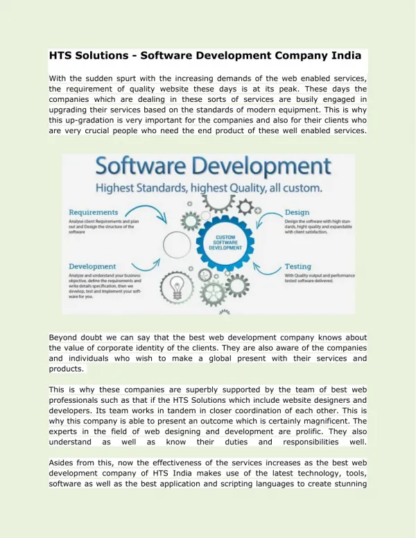 HTS Solutions - Software Development Company India