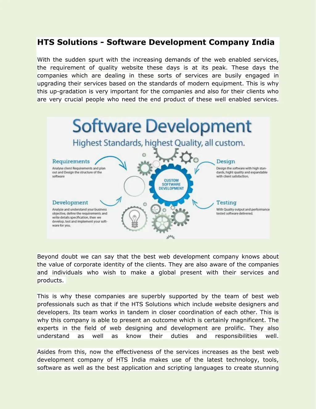 hts solutions software development company india