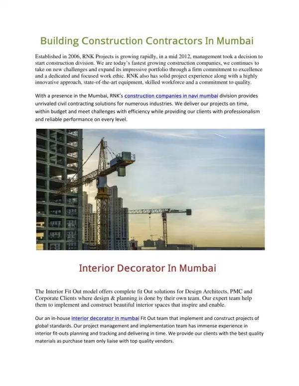 construction companies in navi mumbai