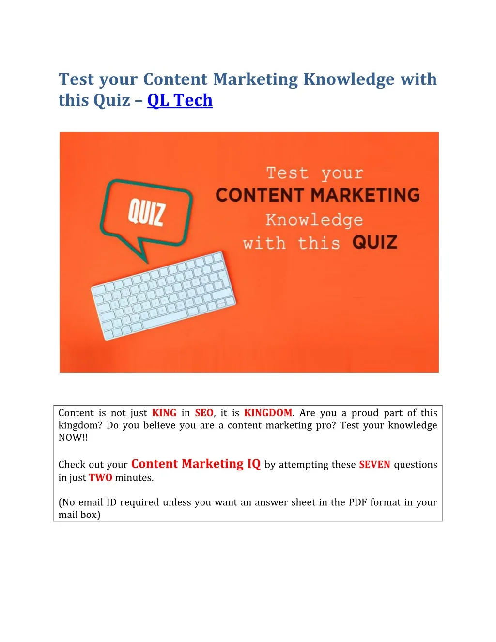 test your content marketing knowledge with this