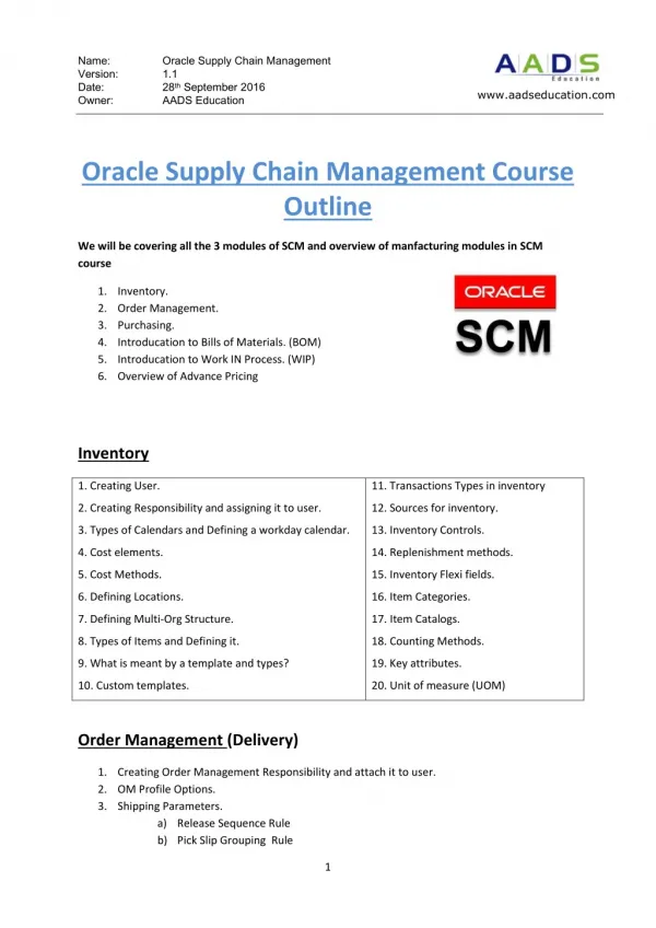 Oracle SCM Training | Oracle R12 SCM Functional Online Training