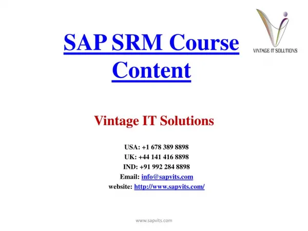 SAP SRM Course Content PPT