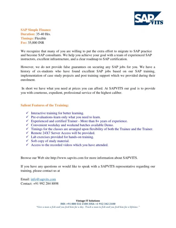 SAP Simple Finance Course Content PDF