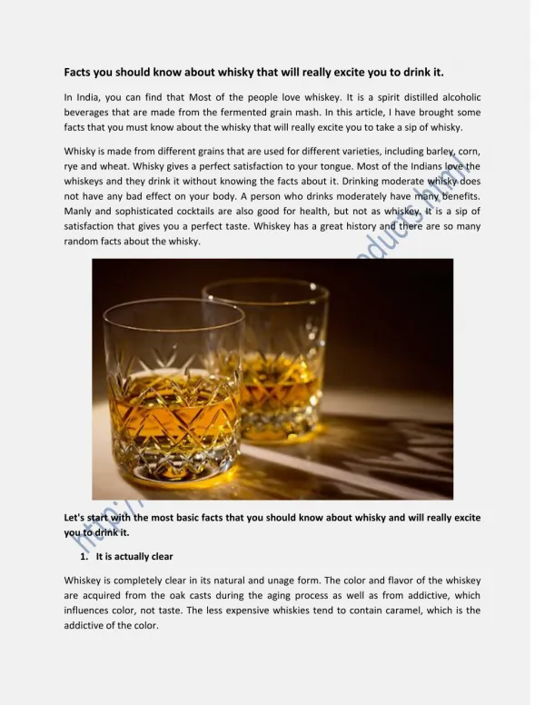 Facts you should know about whiskey that will really excite you to drink it.
