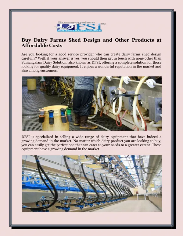 Buy Dairy Farms Shed Design and Other Products at Affordable Costs