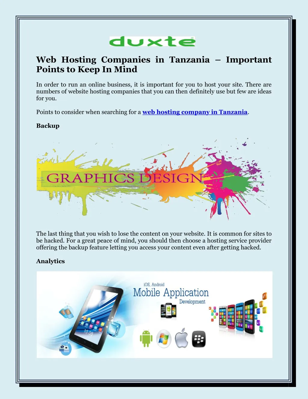 web hosting companies in tanzania important