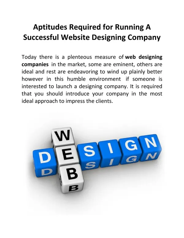 Aptitudes Required for Running A Successful Website Designing Company