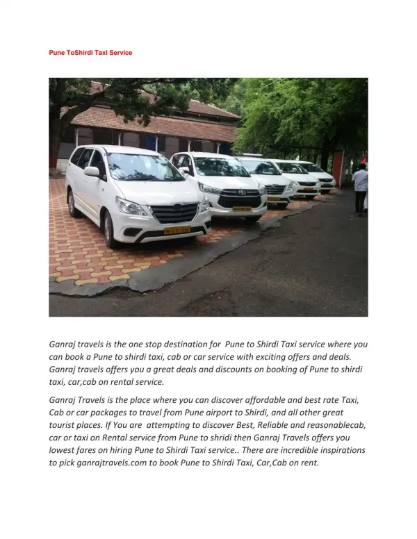 Pune to shirdi car rental service-Ganraj Travels