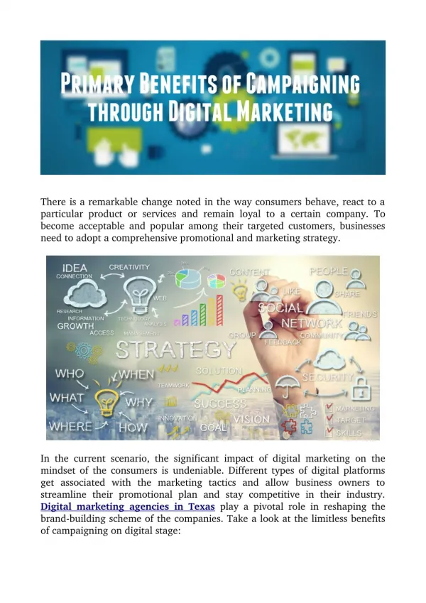 Primary Benefits of Campaigning through Digital Marketing