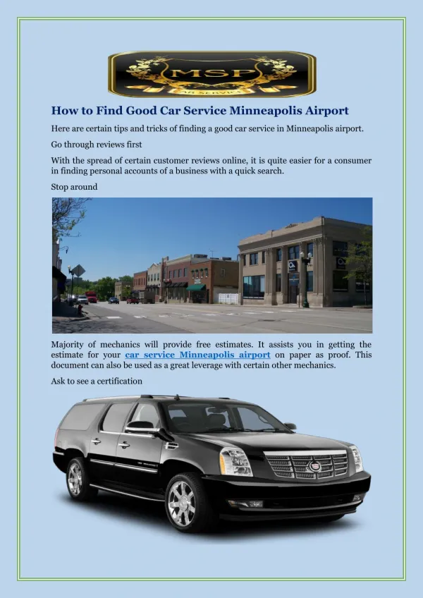 How to Find Good Car Service Minneapolis Airport