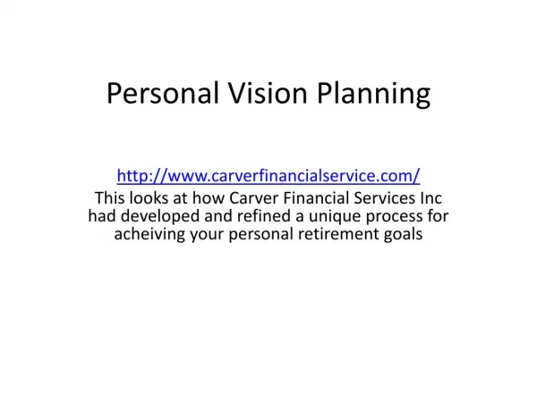Personal Vision Planning