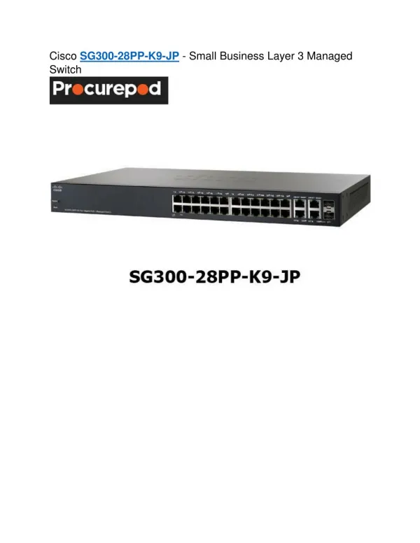 Cisco SG300-28PP-K9-JPSmart Ethernet Switch