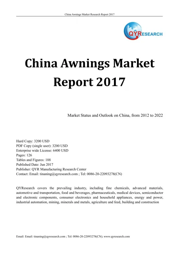 China Awnings Market Report 2017