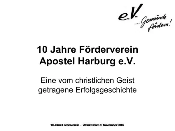 10 Jahre F rderverein Apostel Harburg e.V.