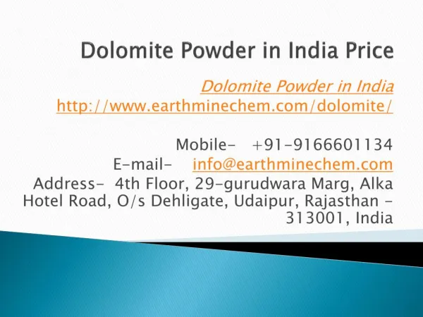 Dolomite Powder in India Price