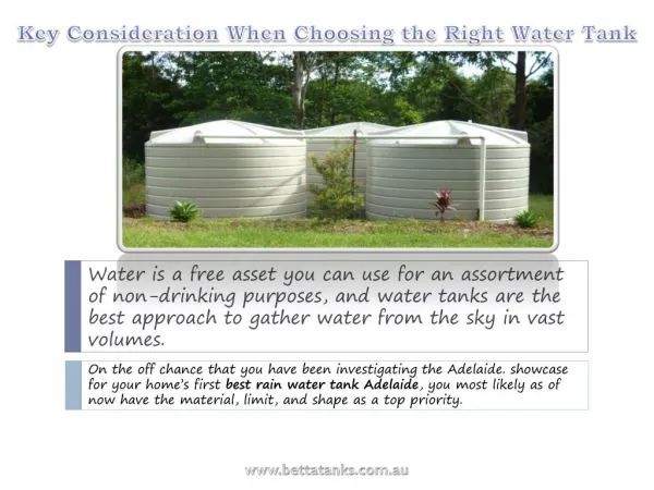 Key Consideration When Choosing the Right Water Tank