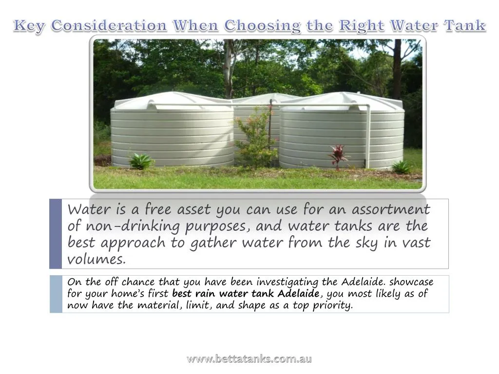 key consideration when choosing the right water tank