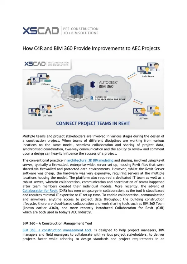How C4R and BIM 360 Provide Improvements to AEC Projects