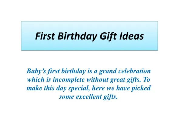 First Birthday Gift Ideas