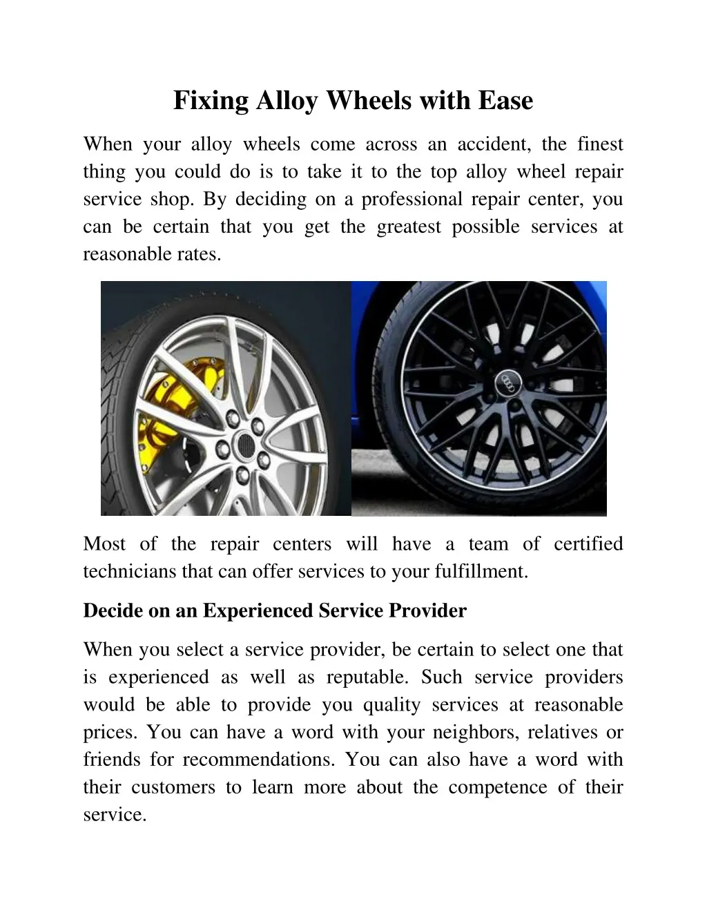 fixing alloy wheels with ease