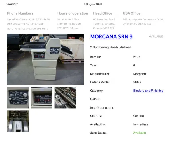 Buy Used MORGANA SRN 9 Machine