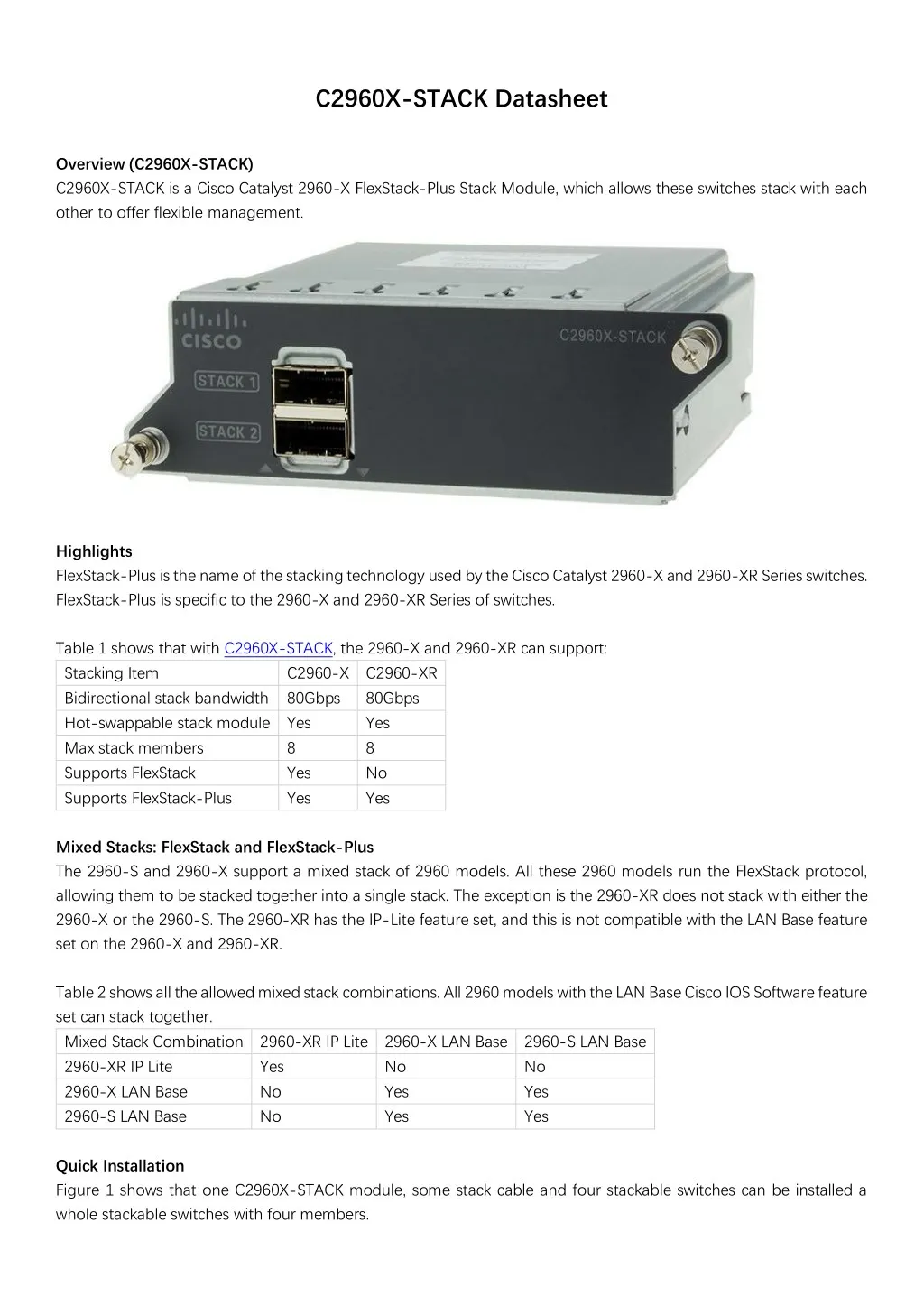 c2960x stack datasheet