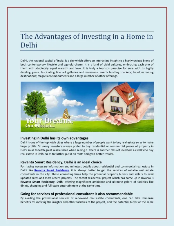 Investing in a home in delhi