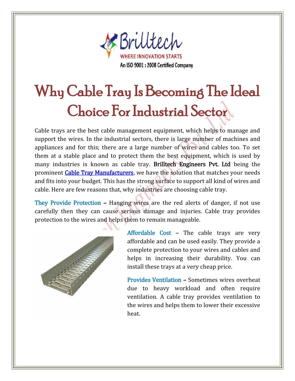 why cable tray why cable tray is is becoming