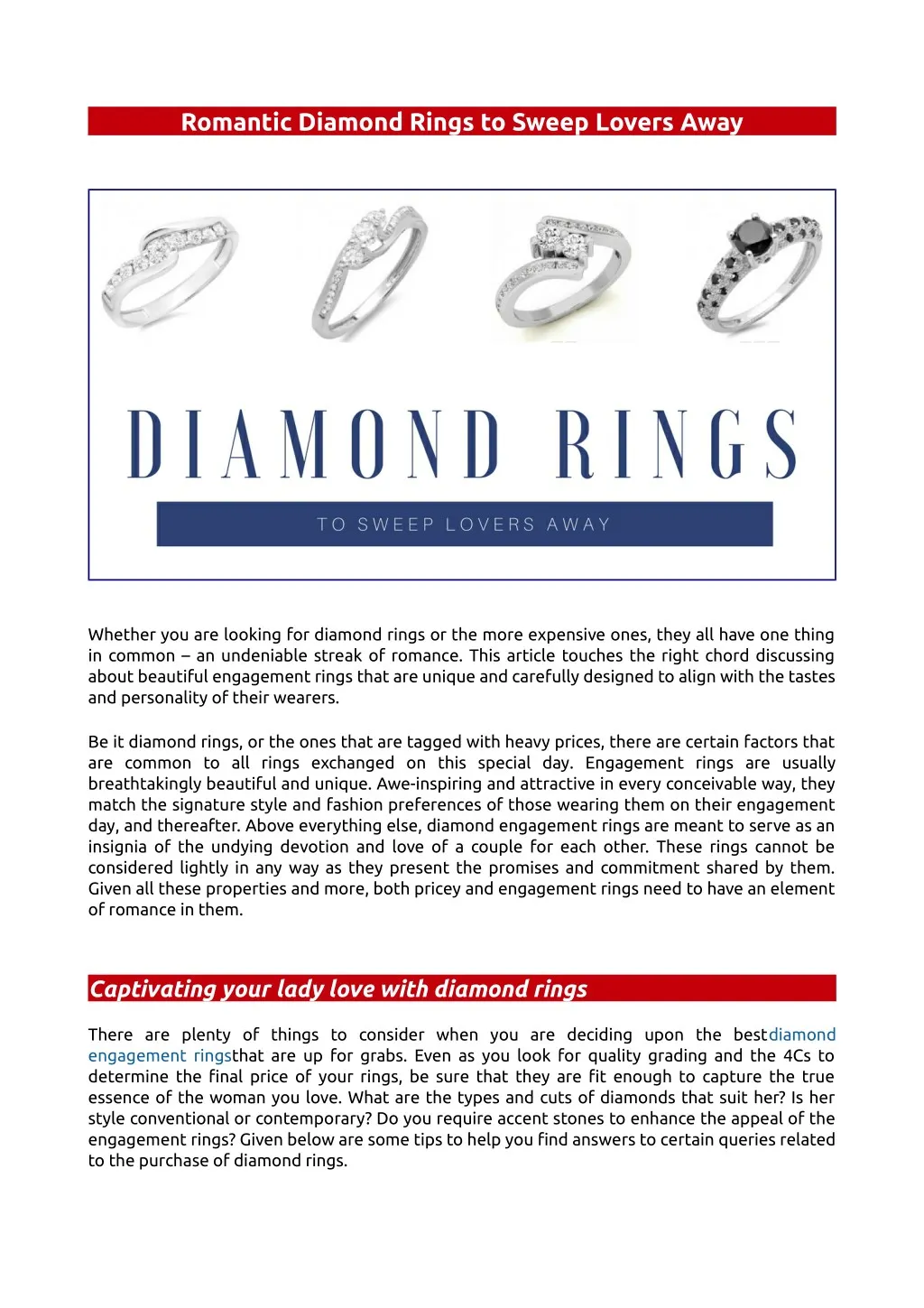 romantic diamond rings to sweep lovers away