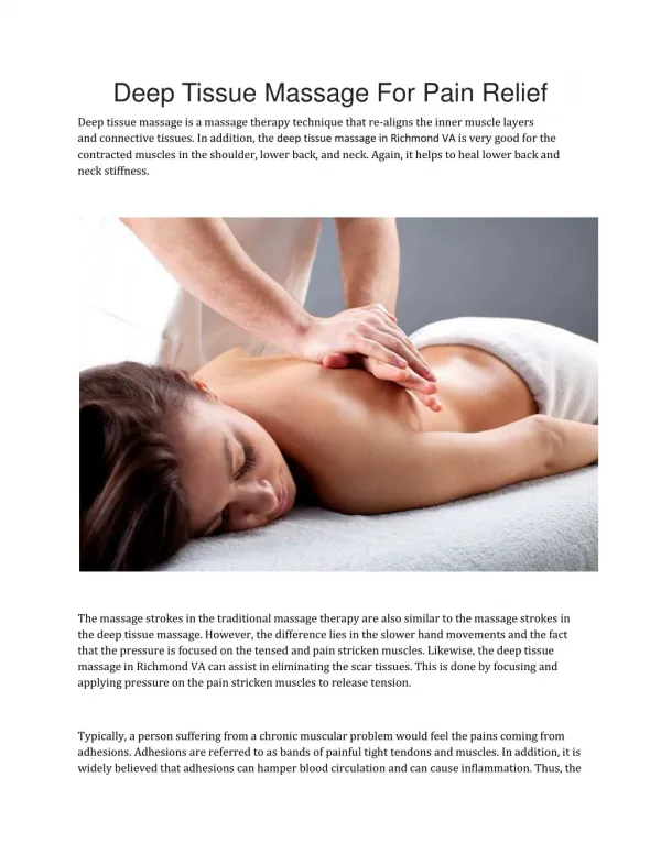 Deep Tissue Massage For Pain Relief