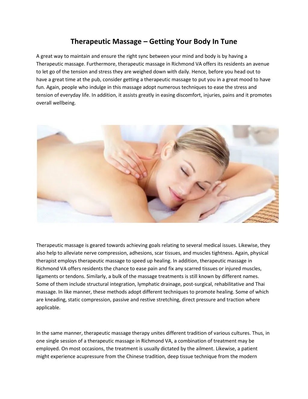 therapeutic massage getting your body in tune