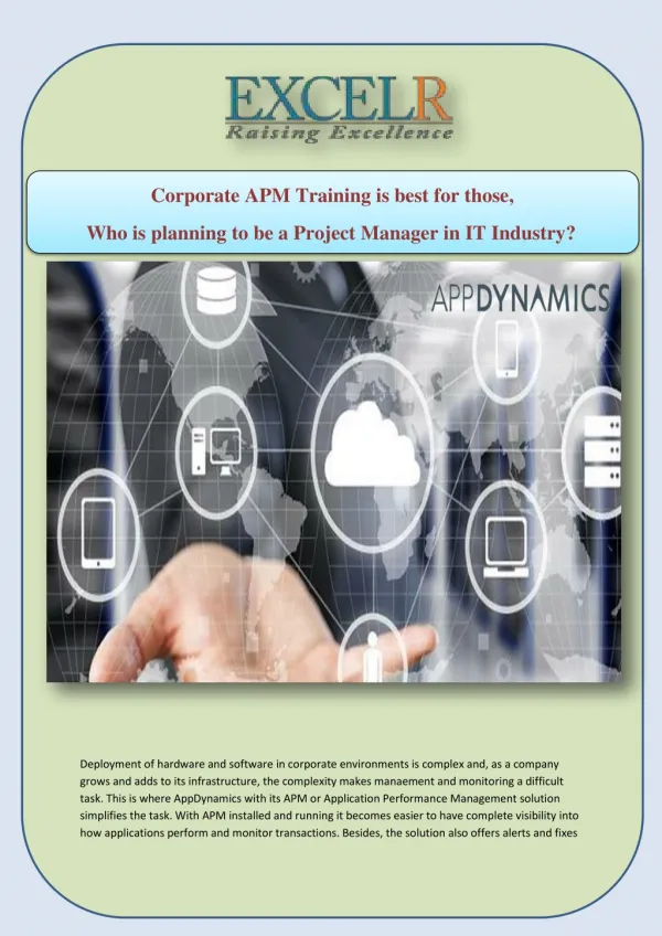 Corporate APM Training is best for those,Who is planning to be a Project Manager in IT Industry?